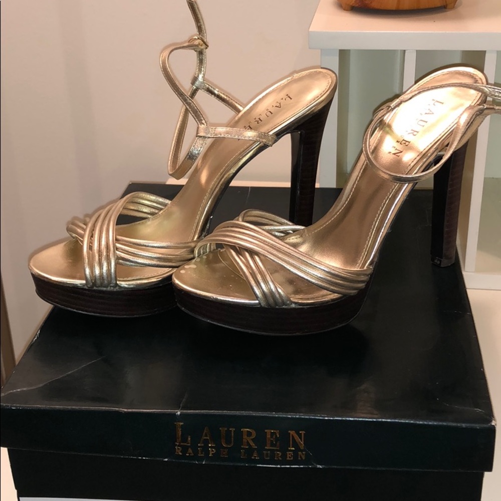 LAUREN Ralph Lauren metallic gold heels